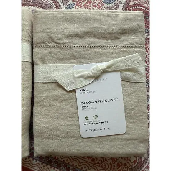 Set of TWO Pottery Barn King Size Belgian Flax Linen Pillow Shams NWT - Picture 3 of 6